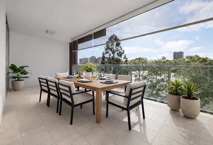 River view balcony at Sassari Apartments